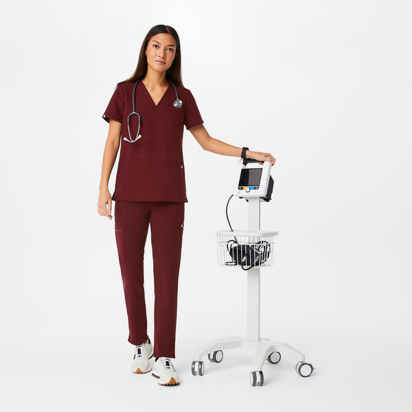 Women's Burgundy Casma™ - Three-Pocket Scrub Top