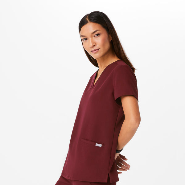 Women's Burgundy Casma™ - Three-Pocket Scrub Top
