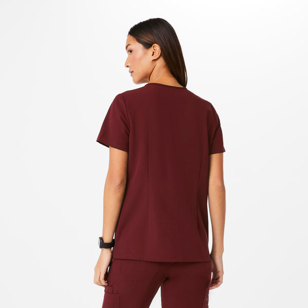 Women's Burgundy Casma™ - Three-Pocket Scrub Top