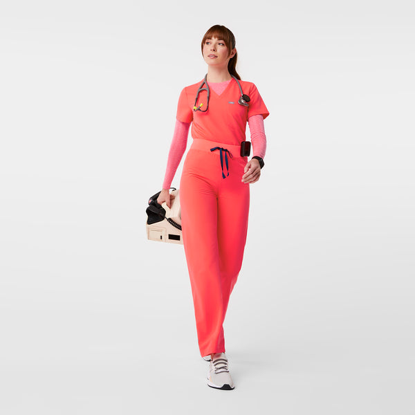 women's Fiery Coral High Waisted Livingston™ - Tall Basic Scrub Pants (3XL - 6XL)