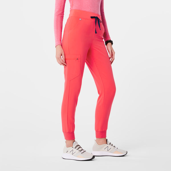women's Fiery Coral High Waisted Zamora™ - Tall Jogger Scrub Pants (3XL - 6XL)