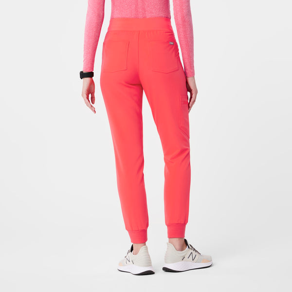 women's Fiery Coral High Waisted Zamora™ - Tall Jogger Scrub Pants (3XL - 6XL)