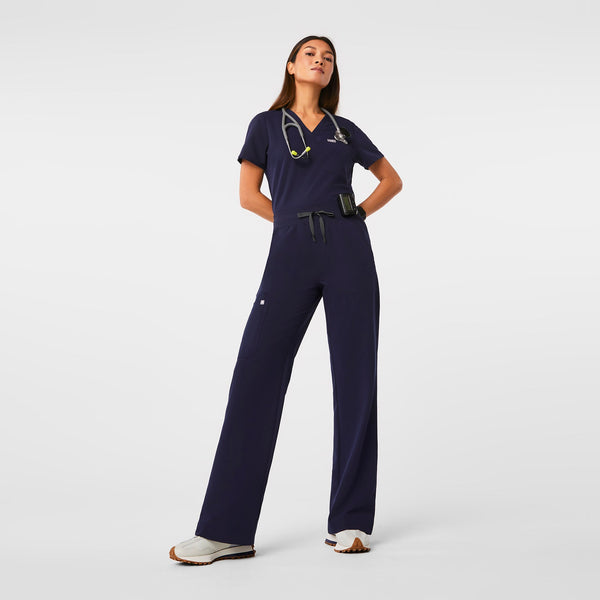 women's Navy High Waisted Isabel Wide Leg - Scrub Pant