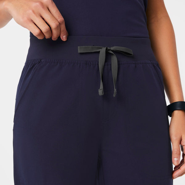 women's Navy High Waisted Isabel Wide Leg - Petite Scrub Pant