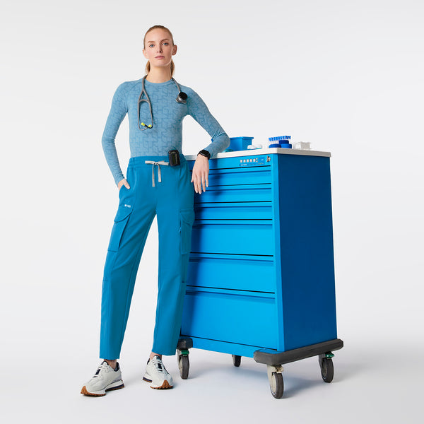 women's Extreme Blue High Waisted Juno - Petite Barrel Scrub Pants