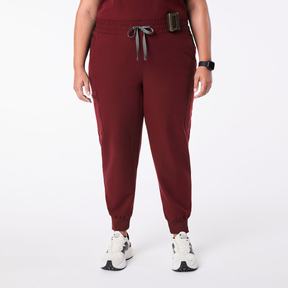 women's Burgundy Uman Relaxed - Petite Jogger Scrub Pant (3XL-6XL)