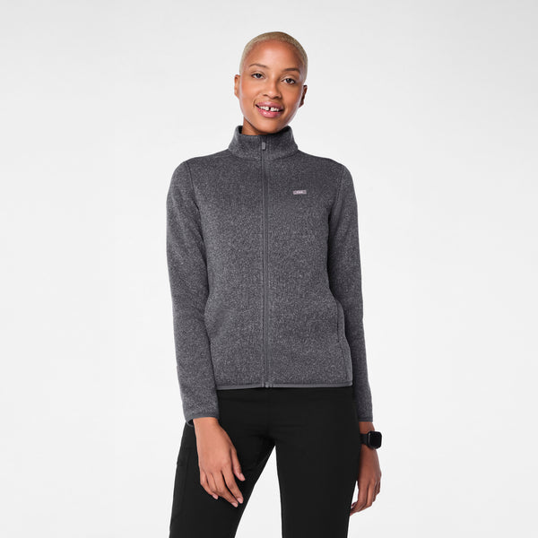 women's Heather Dark Charcoal On-Shift Two-Pocket - Sweater Knit Jacket™