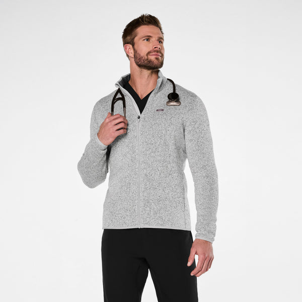 Men's Heather Light Grey On-Shift Two-Pocket - Sweater-Knit Jacket™