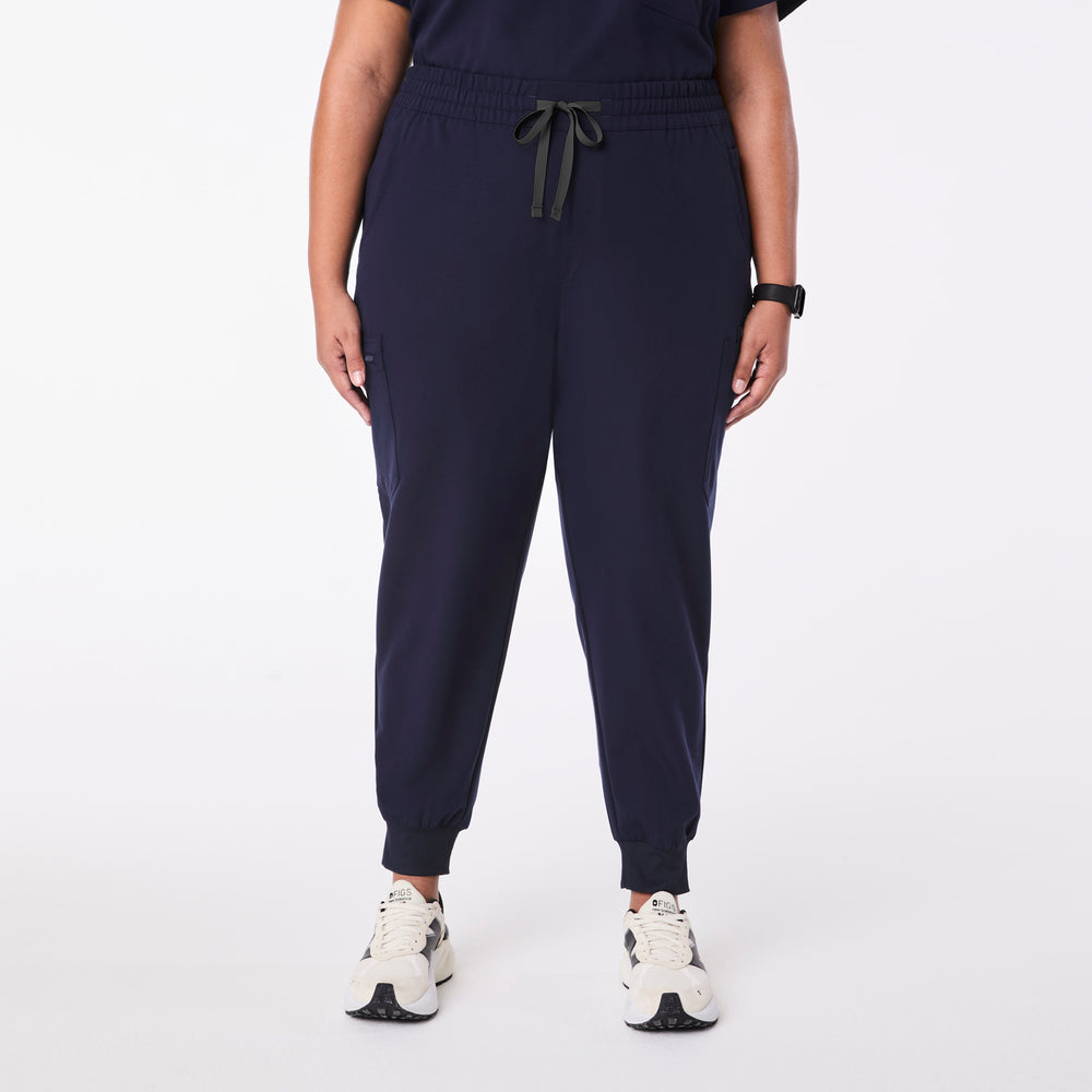women's Navy High Waisted Uman Relaxed - Petite Jogger Scrub Pant (3XL-6XL)