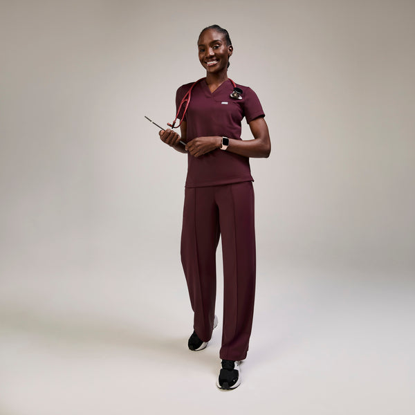 women's Burgundy Sona FORMx Slim V-Neck - Scrub Top™
