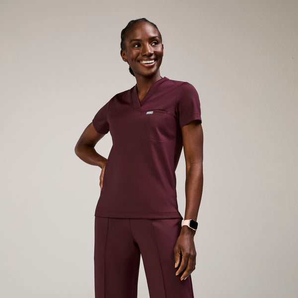 women's Burgundy Sona FORMx Slim V-Neck - Scrub Top™