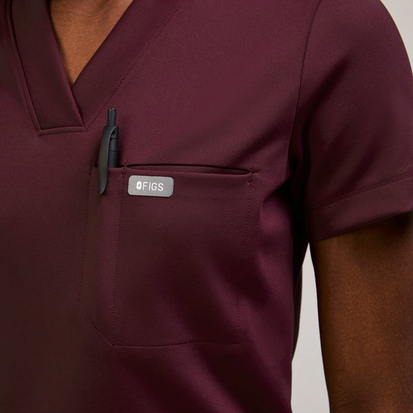 women's Burgundy Sona FORMx Slim V-Neck - Scrub Top™