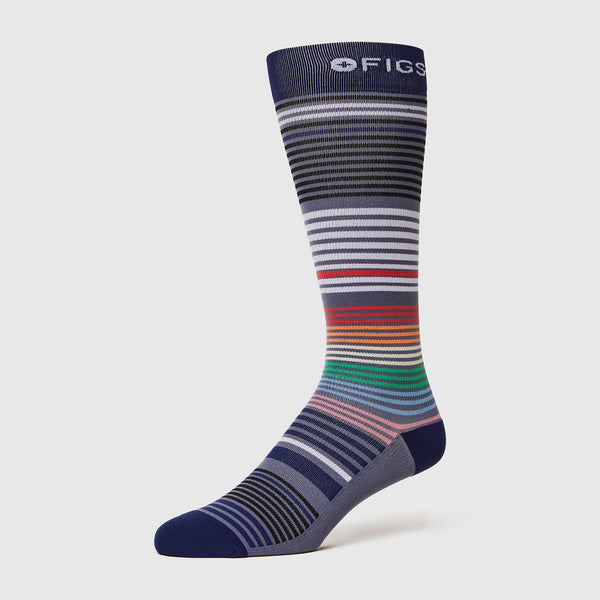 men's Heather Denim Pride Rainbow Stripe - Compression Socks
