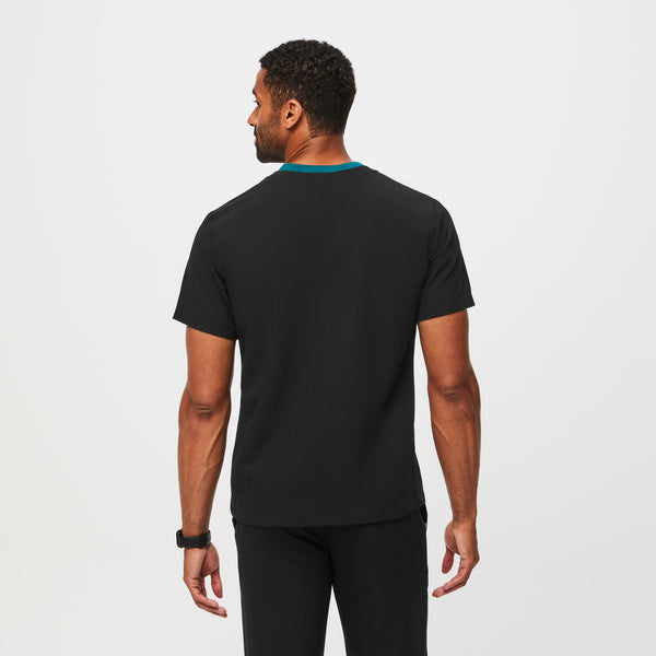men's Black Contrast Bryce Double Collar - Slim Scrub Top