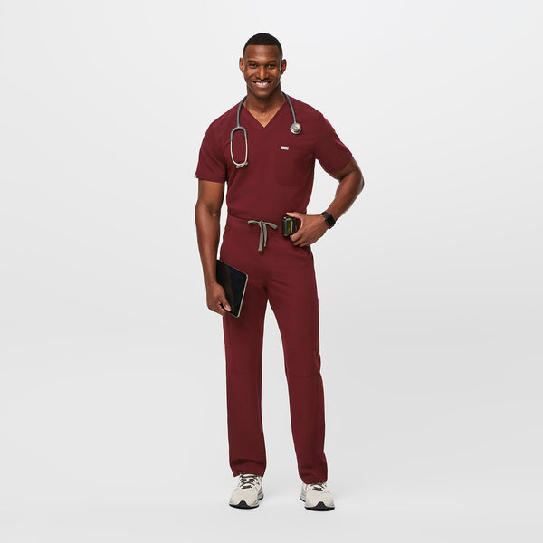 Men's Burgundy Leon™ - Three-Pocket Scrub Top