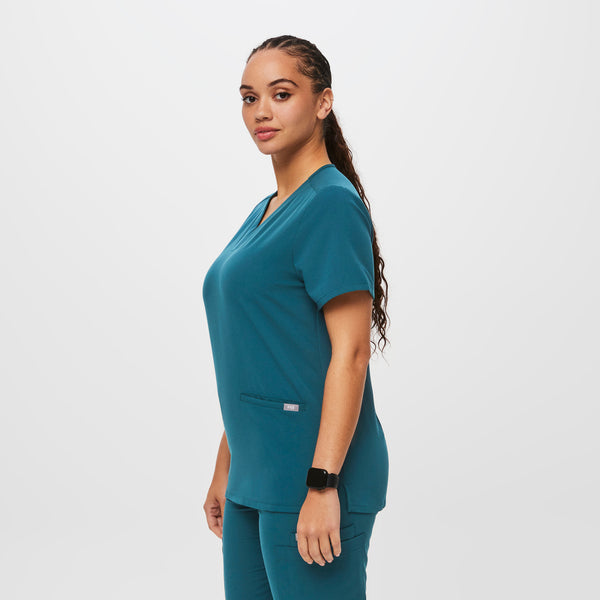 women's Caribbean Blue Casma™ - Three-Pocket Scrub Top