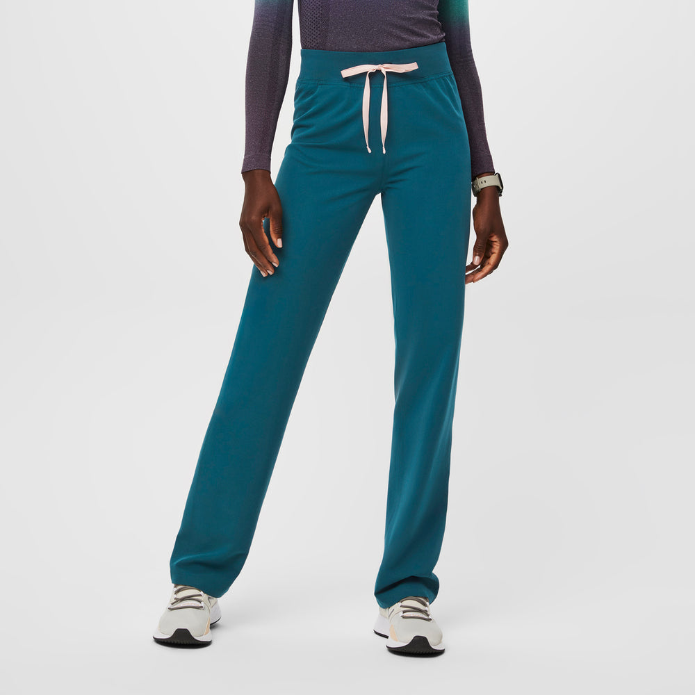 women's Caribbean Blue High Waisted Livingston™ - Petite Basic Scrub Pants (3XL - 6XL)