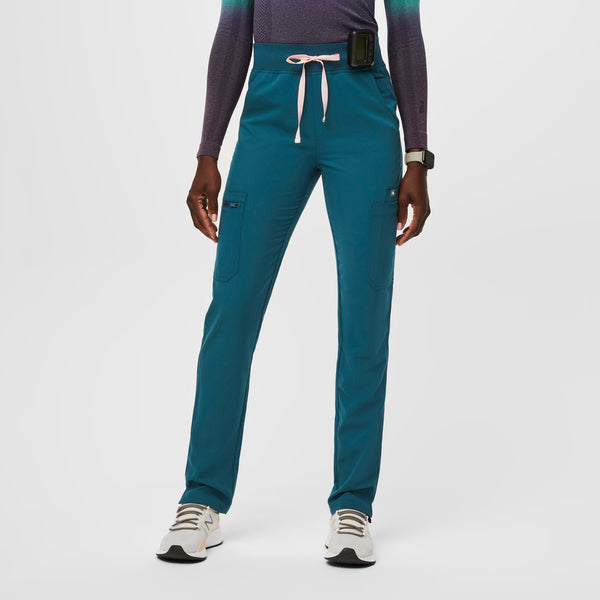women's Caribbean Blue High Waisted Yola™ - Petite Skinny Scrub Pants (3XL - 6XL)