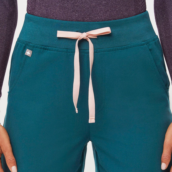 women's Caribbean Blue High Waisted Zamora™ - Petite Jogger Scrub Pants (3XL - 6XL)