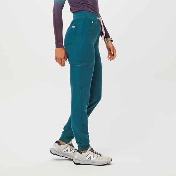 women's Caribbean Blue High Waisted Zamora™ - Jogger Scrub Pants (3XL - 6XL)