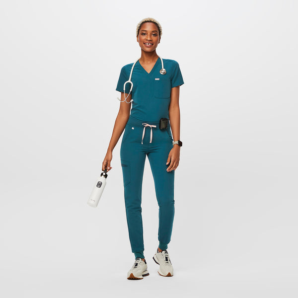 women's Caribbean Blue Zamora™ - Petite Jogger Scrub Pants