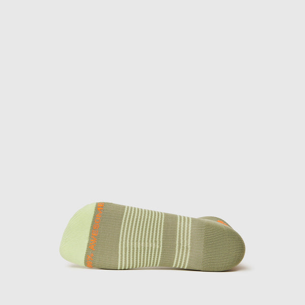 women's Heather Olive Mini Stripe - Ankle Socks