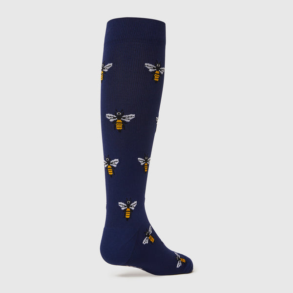 women's Navy Bee Positive - Compression Socks