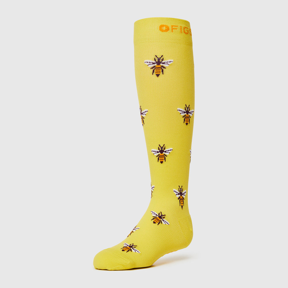 women's Lifesaver Yellow Bee Positive - Compression Socks
