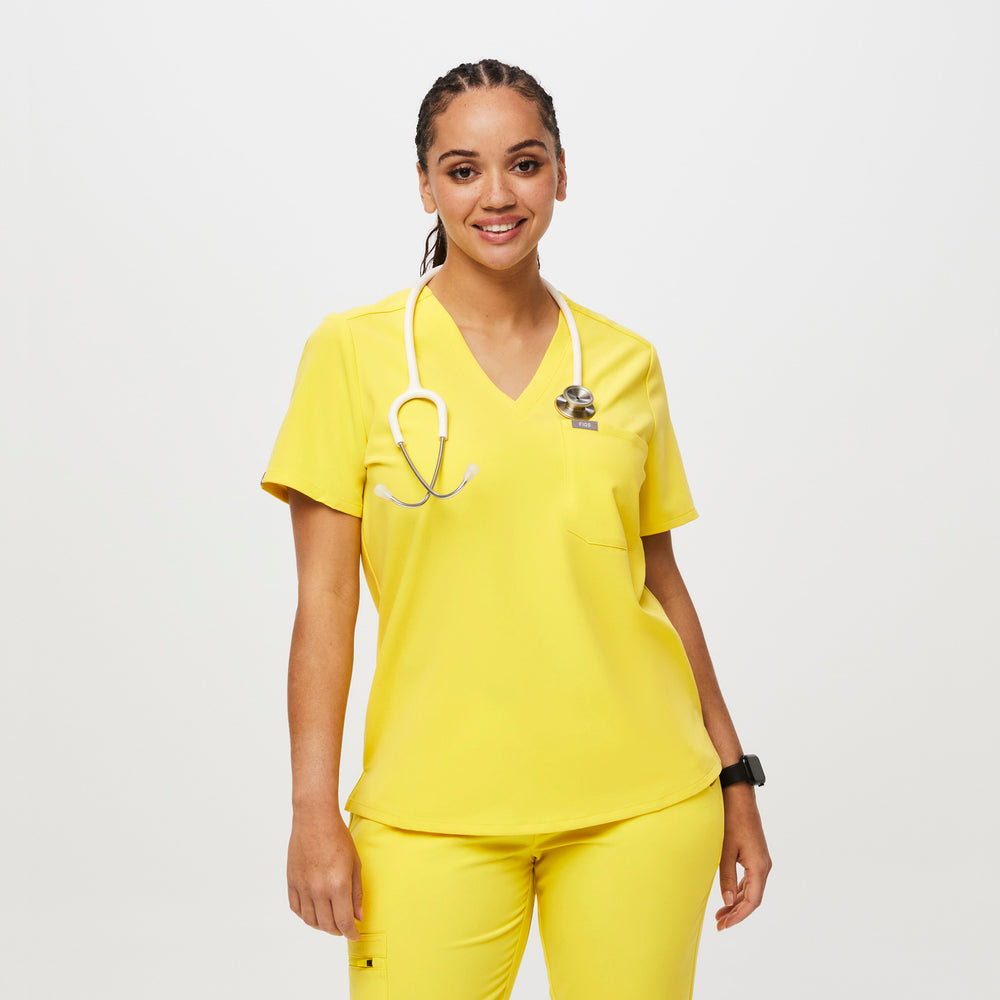 women's Lifesaver Yellow Catarina™ - One-Pocket Scrub Top
