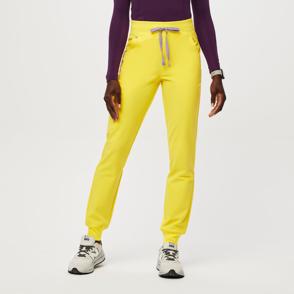 women's Lifesaver Yellow High Waisted Zamora™ - Tall Jogger Scrub Pants (3XL - 6XL)