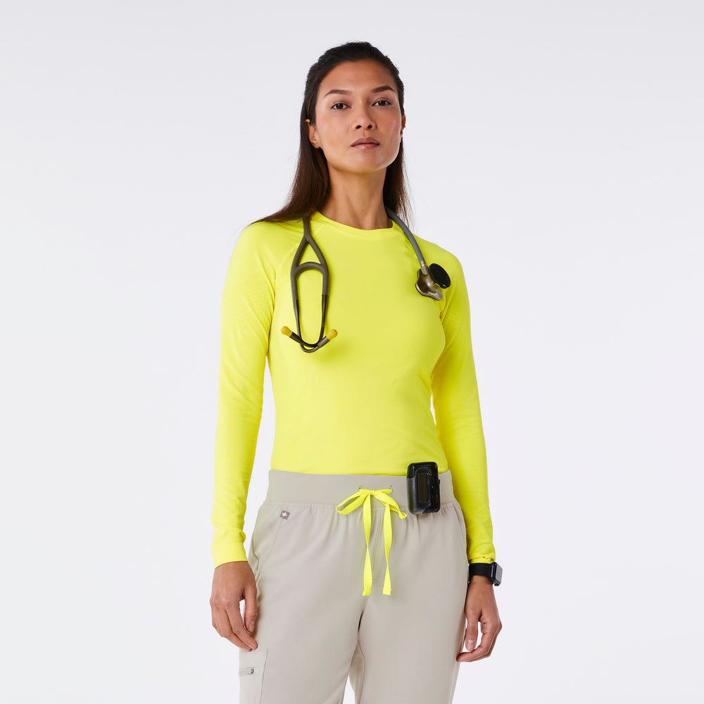 women's Neon Yellow Salta Seamless - Longsleeve Underscrub