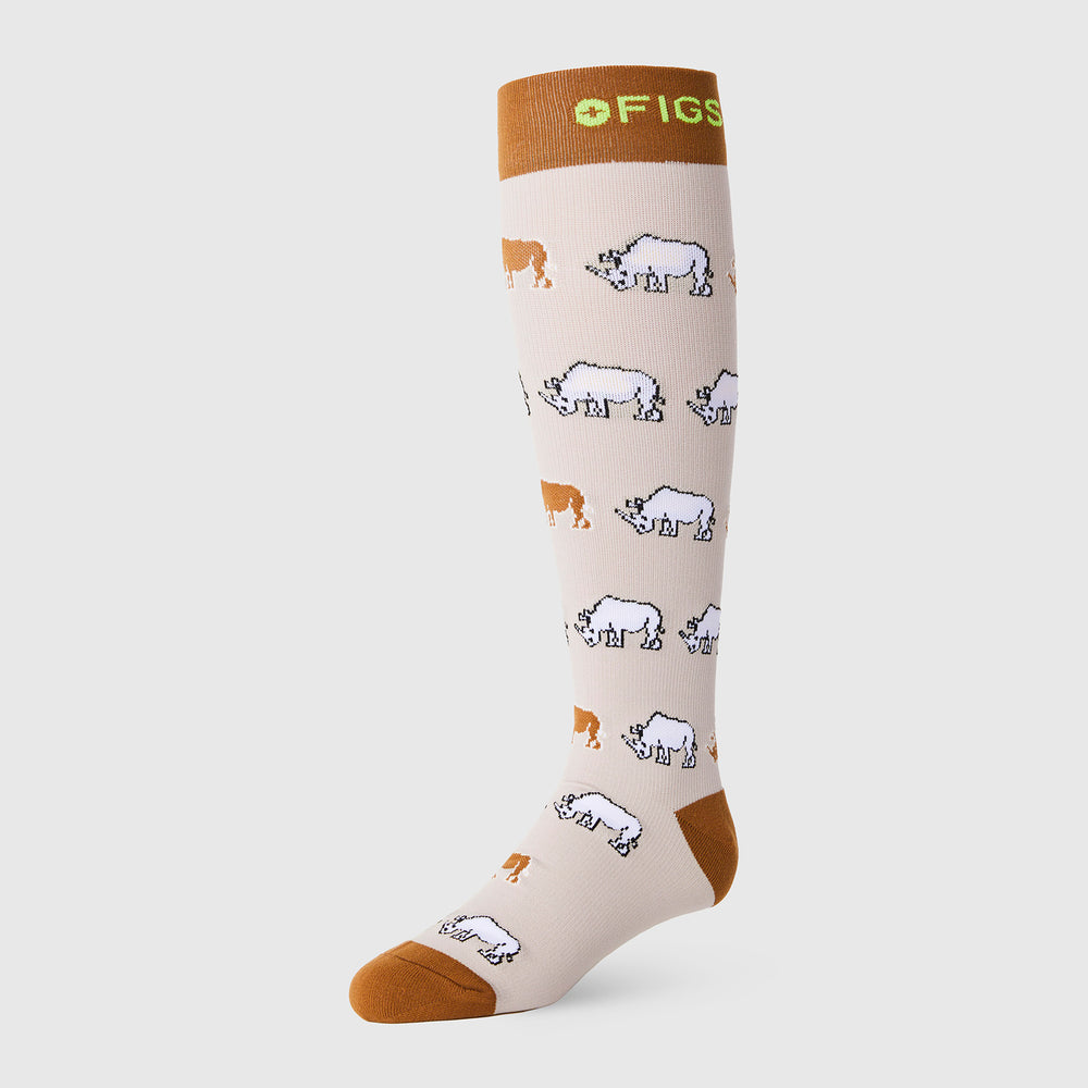 women's Bone White Rhino - Compression Socks
