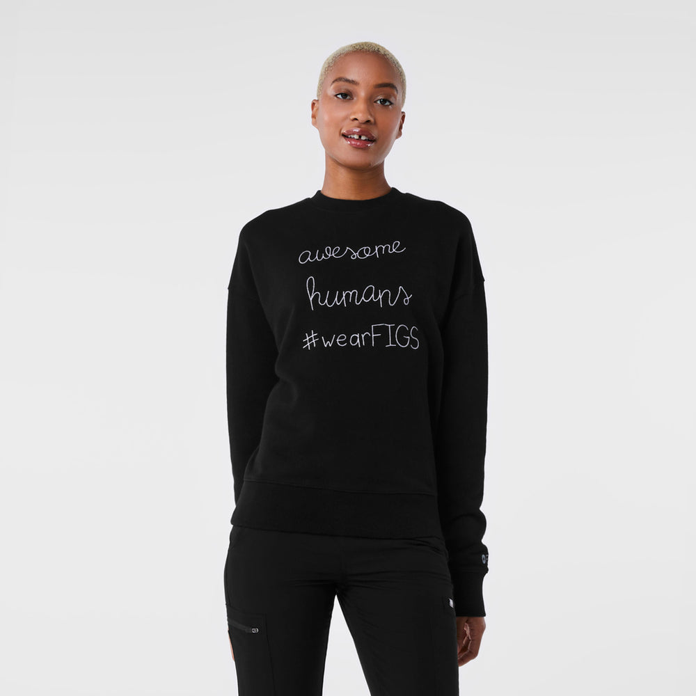 unisex Black FIGS | Lingua Franca Awesome Humans - Sweatshirt