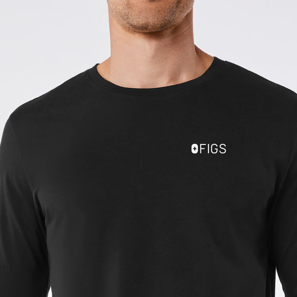 men's Black FIGS Logo Left Chest - Supersoft Longsleeve Underscrub