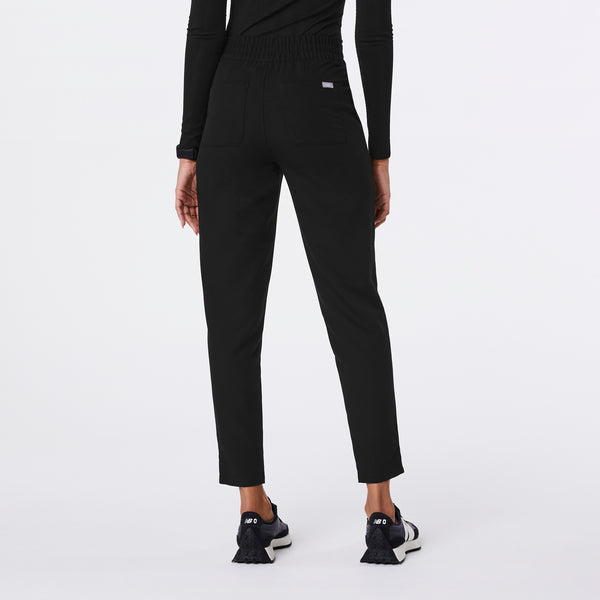 women's Black High Waisted Lille Tapered - Petite Scrub Pant