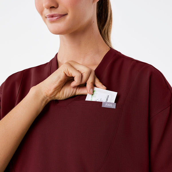 women's Burgundy Halle Shortsleeve V-Neck Tunic - Scrub Top