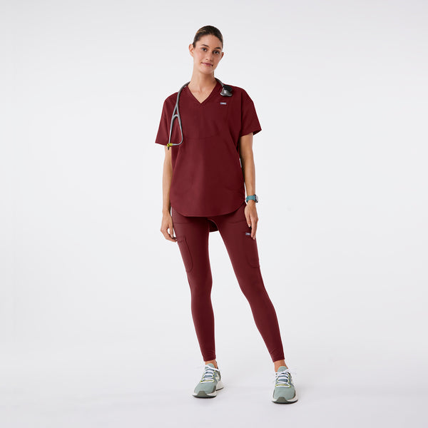 women's Burgundy Halle Shortsleeve V-Neck Tunic - Scrub Top