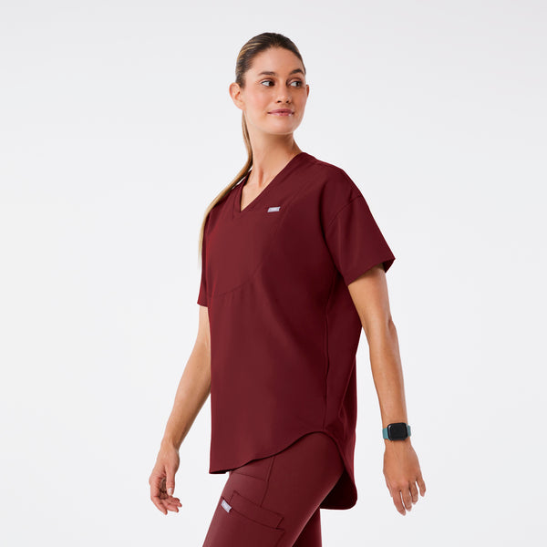 women's Burgundy Halle Shortsleeve V-Neck Tunic - Scrub Top