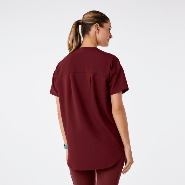 women's Burgundy Halle Shortsleeve V-Neck Tunic - Scrub Top