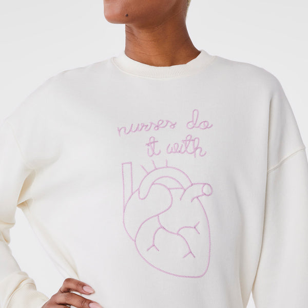 unisex Cream FIGS | Lingua Franca Nurses Do It With Heart - Sweatshirt