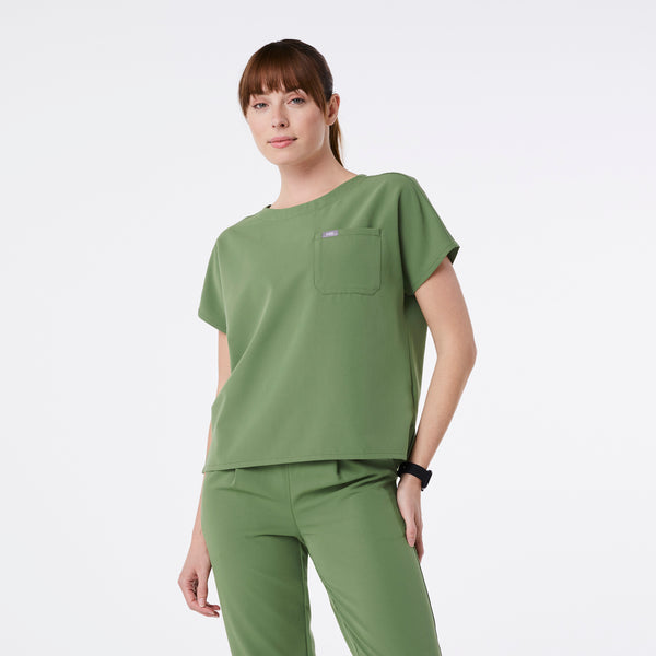 women's Fern Arua Boxy Scoop Neck - Scrub Top