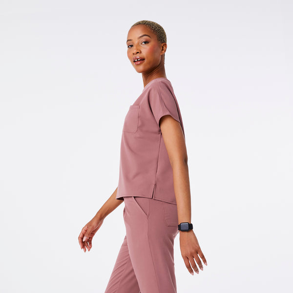 women's Mauve Arua Boxy Scoop Neck - Scrub Top