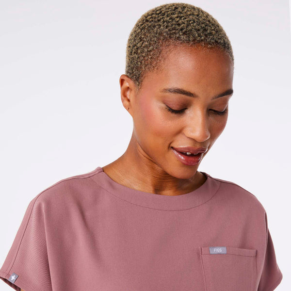 women's Mauve Arua Boxy Scoop Neck - Scrub Top