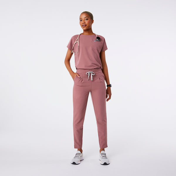 women's Mauve High Waisted Lille Tapered - Petite Scrub Pant