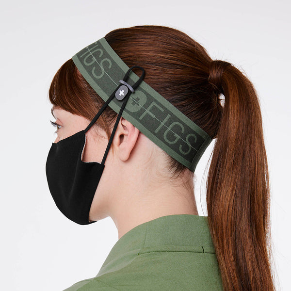 Moss Elastic Headband With Buttonholes