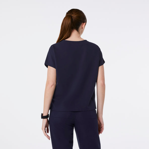 women's Navy Arua Boxy Scoop Neck - Scrub Top