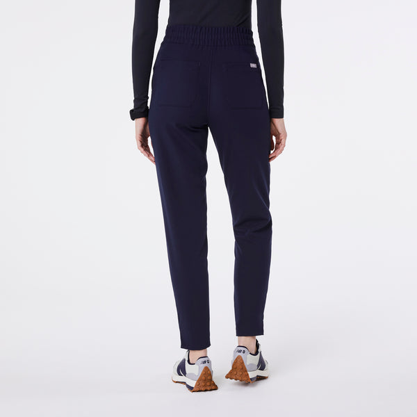 women's Navy High Waisted Lille Tapered - Petite Scrub Pant