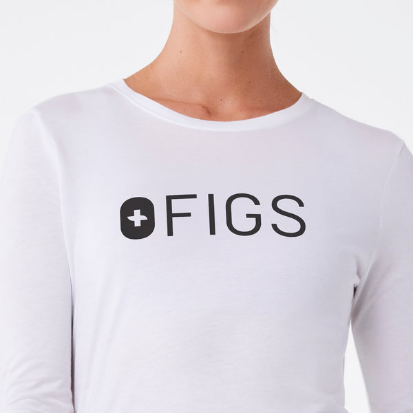 women's Bright White FIGS Logo Supersoft - Longsleeve Underscrub