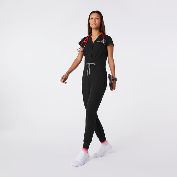 women's Black Jane V-Neck - Jogger Scrubjumpsuit™