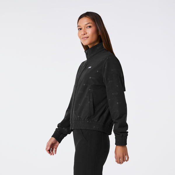 women's Black On-Shift Embossed - Scrub Jacket™